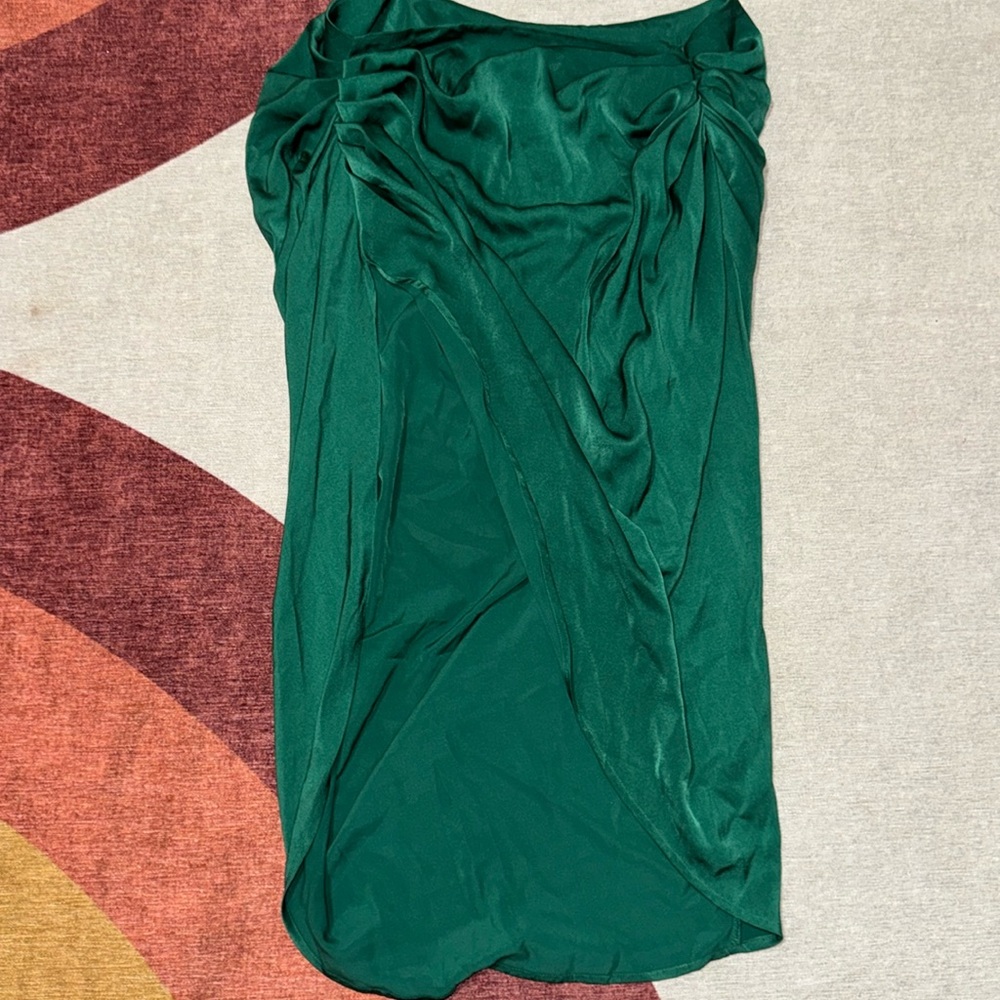 Green satin skirt